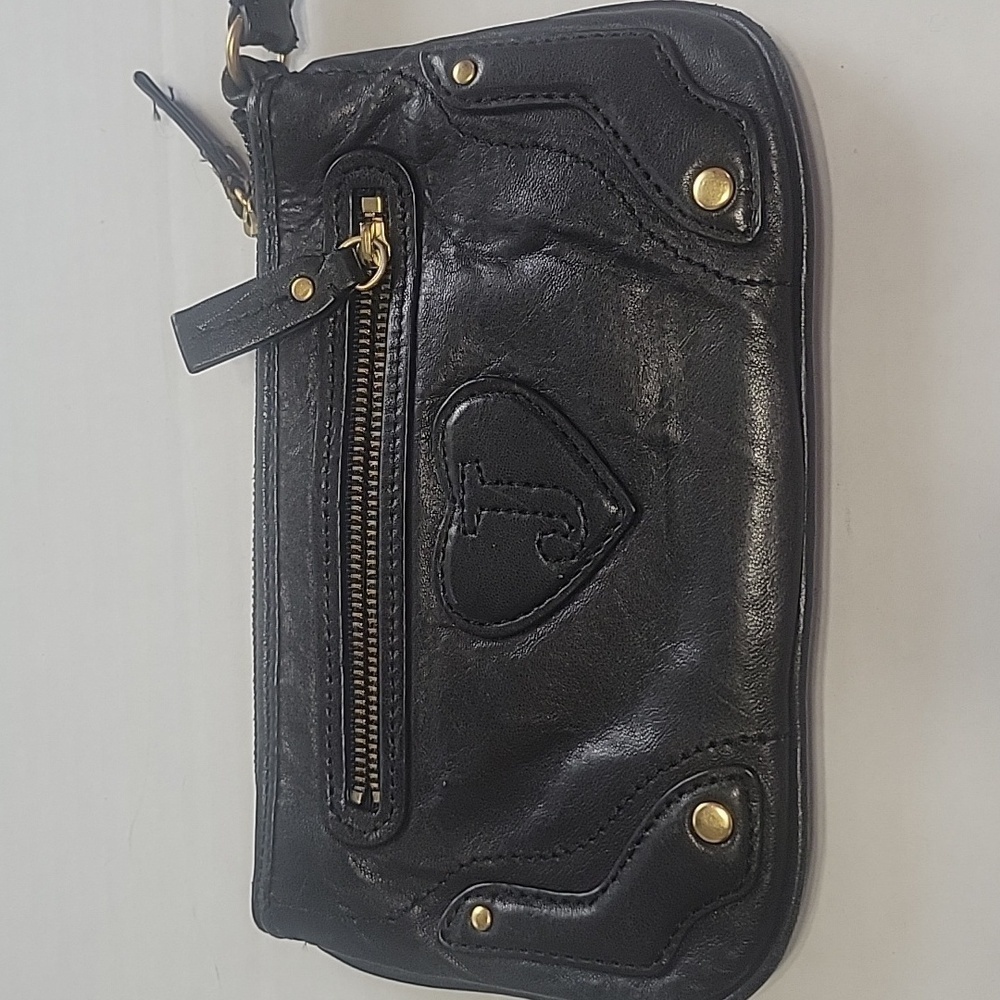Y2k Vintage Juicy Couture Black Leather Wristlet Clutch Wallet - Picture 4 of 9